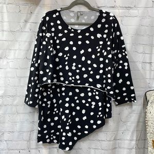 ASOS uneven hem with layer over dotted size 14 top